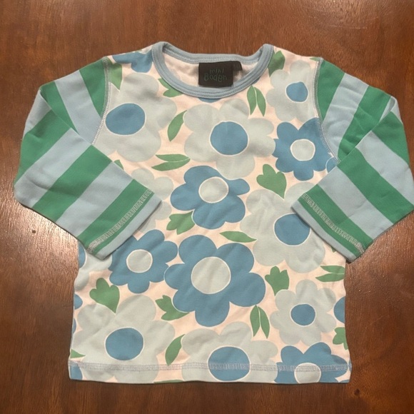 MINI BODEN GIRLS VINTAGE GREEN BLUE TOP SHIRT CASUAL FALL FLORAL TOPS SIZE 5 6 - Picture 3 of 3